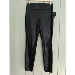 NWT INC International Concepts Faux Leather Leggings 10 Black Skinny Pull-On NEW
